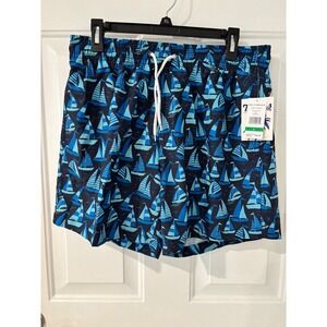 Trunks Surf Swim Co Sano 6.5 Swim Shorts Mens Large Blue Sailboat TS001-09RE24